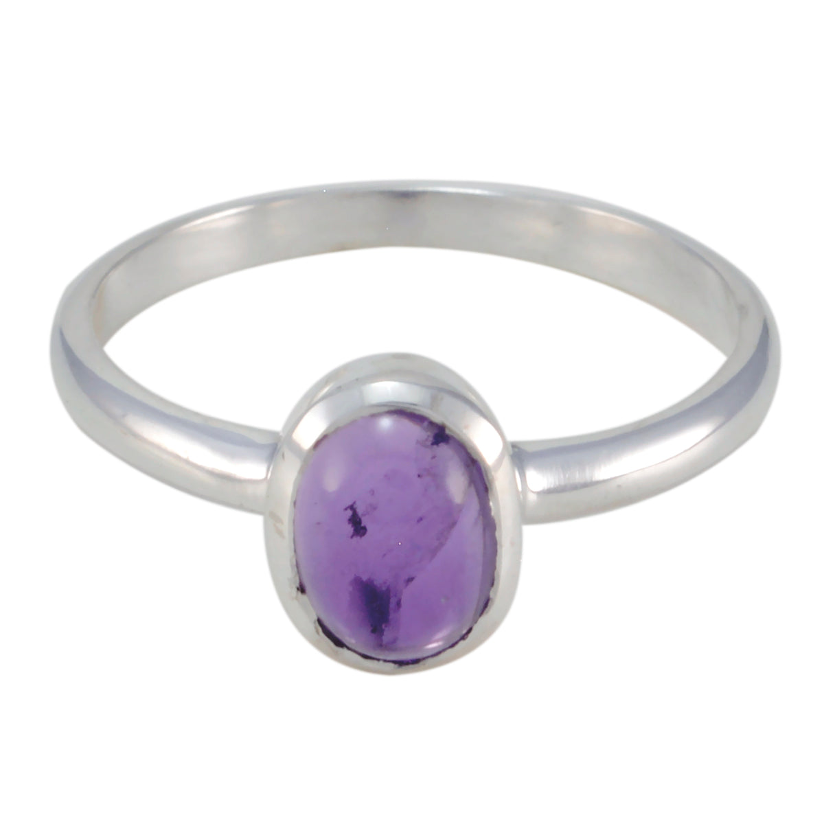 Amethyst Solitaire Korean Sterlings Silver Purple Gemstones Delicate Graceful Ring Jewellery