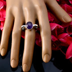 Amethyst Solitaire Indian Silver Purple Gemstone Mid weight Feminine Ring Jewelry