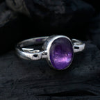 Amethyst Solitaire Indian Silver Purple Gemstone Mid weight Feminine Ring Jewelry