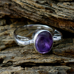 Amethyst Solitaire Indian Silver Purple Gemstone Mid weight Feminine Ring Jewelry