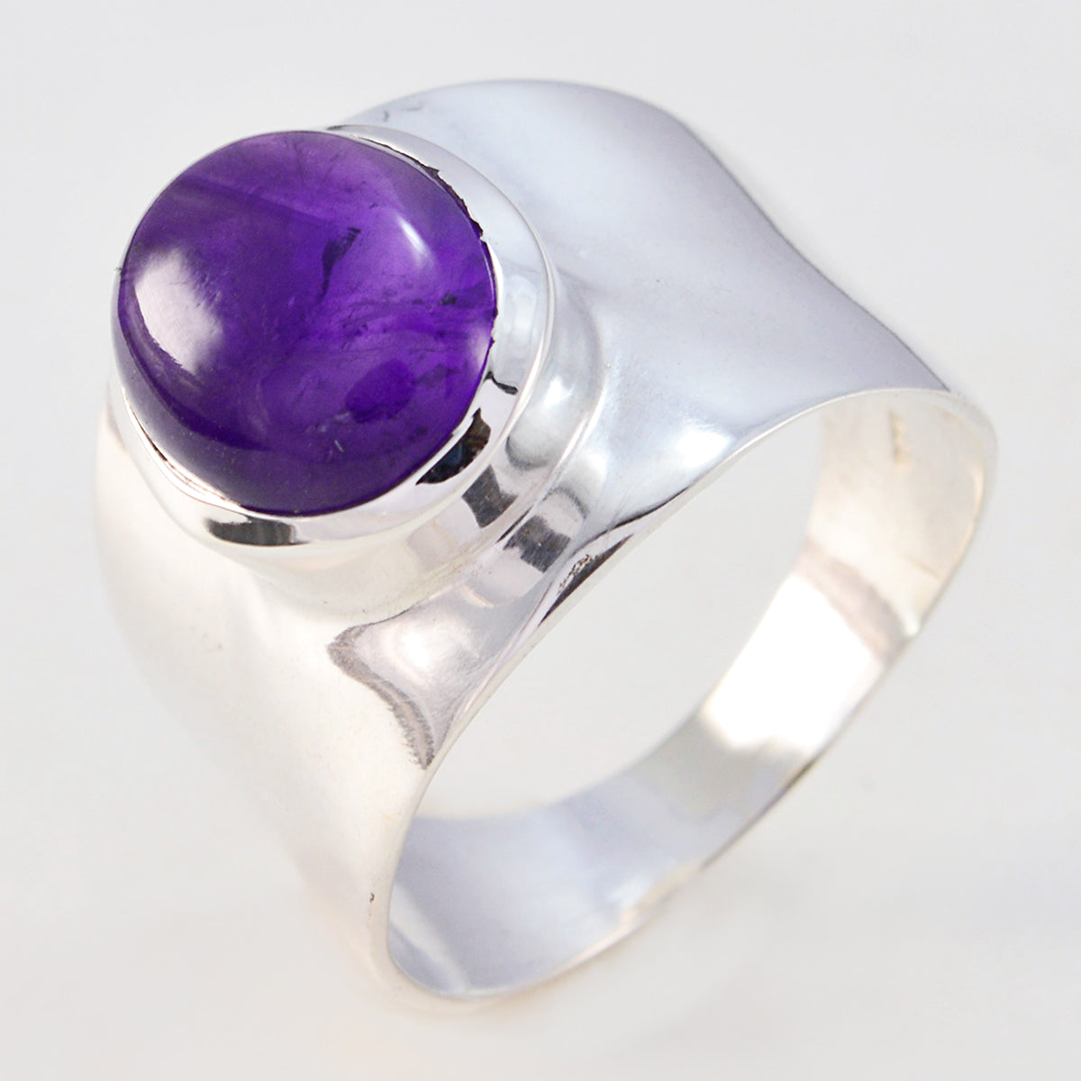 Amethyst Solitär Afrikanischer 925 Silber Lila Edelsteine Auffälliger Rüstungsring Schmuck Zweitbild