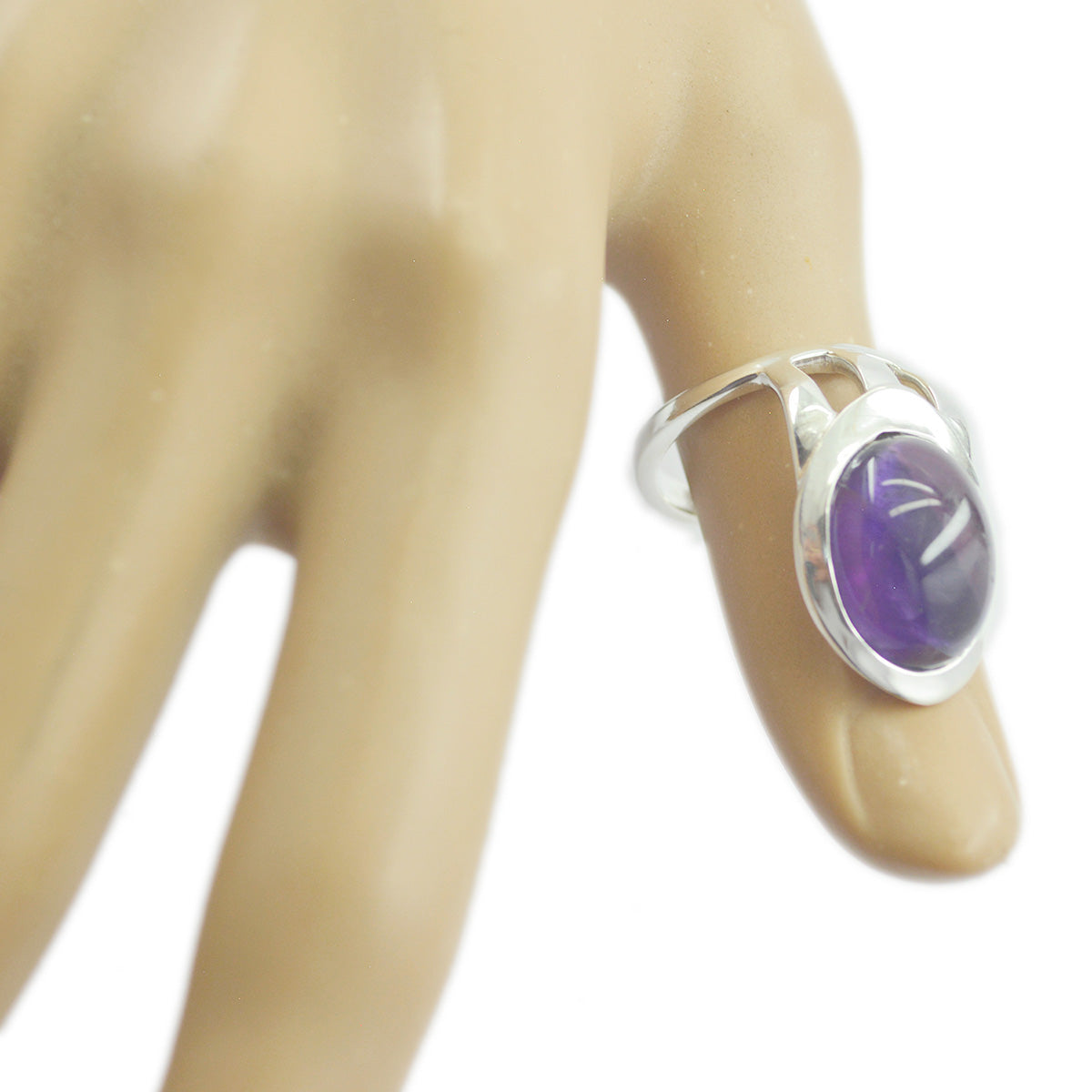 Amethyst Solitaire French 92.5 Silver Purple Gemstones Essential  Signet Ring Jewelry