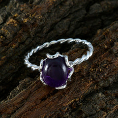 Amethyst Solitaire Japanese Silver Purple Gemstone Delicate Twist Ring Jewellery
