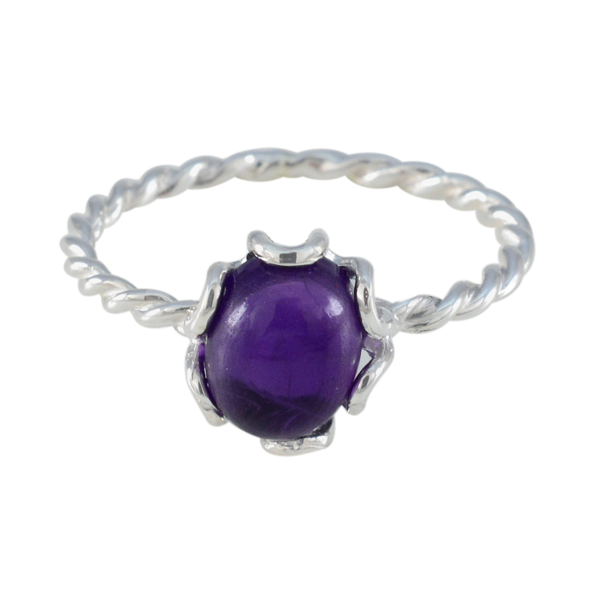 Amethyst Solitaire Japanese Silver Purple Gemstone Delicate Twist Ring Jewellery