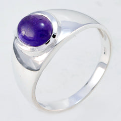 Amethyst Solitaire French Silver Purple Gems Minimal Abstract Ring Jewellery