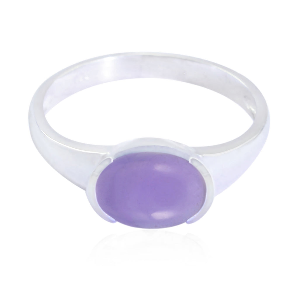 Amethyst Solitaire Korean 925 Silver Purple Gems Delicate Graceful Ring Jewelry