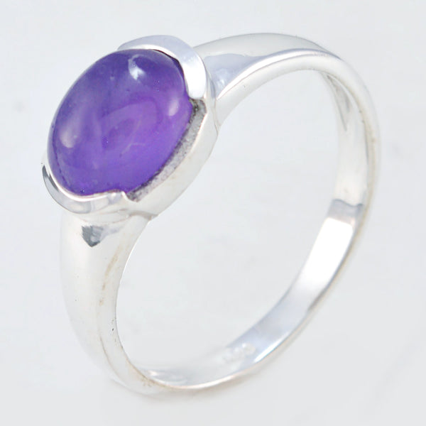Amethyst Solitaire Korean 925 Silver Purple Gems Delicate Graceful Ring Jewelry