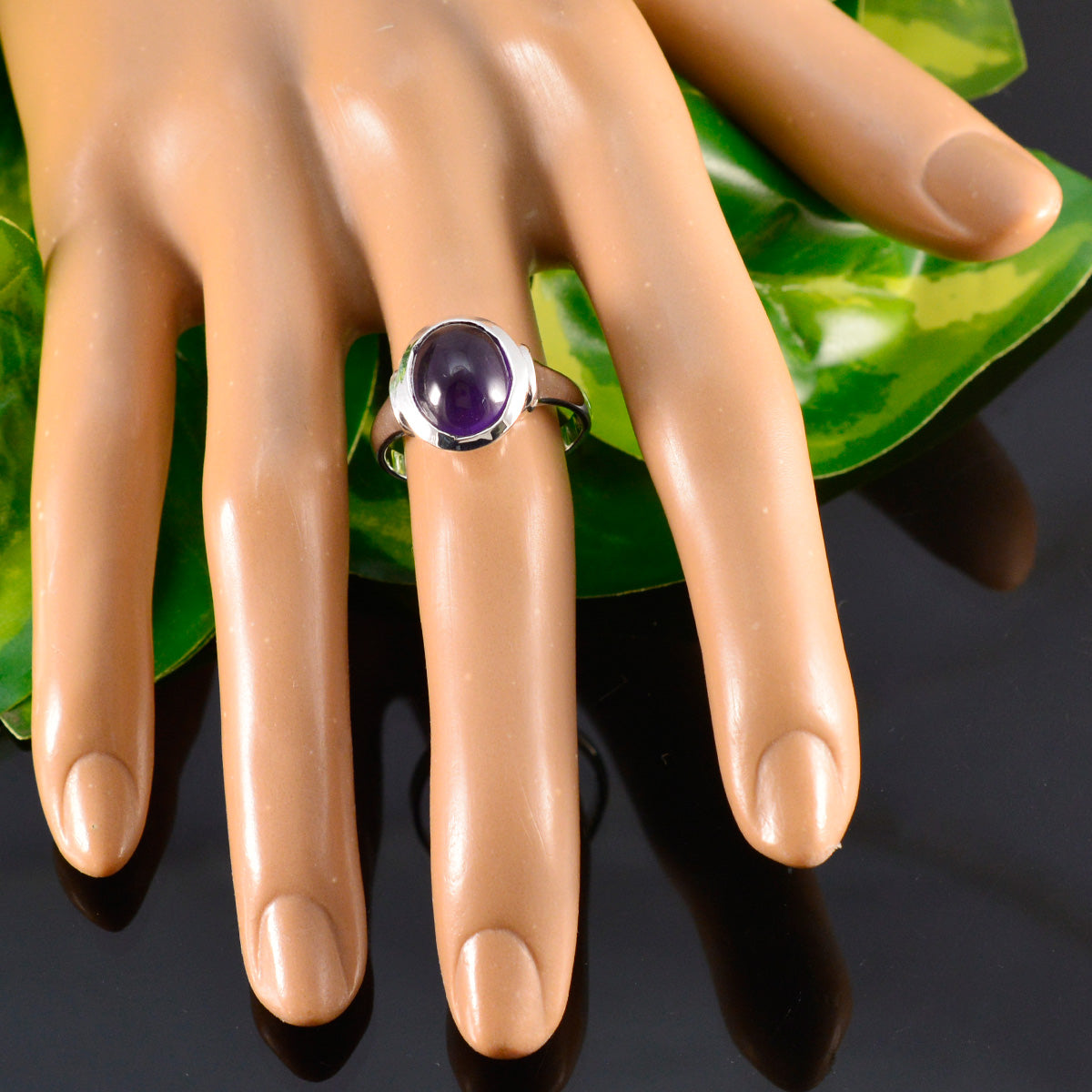 Amethyst Solitaire Egyptian 92.5 Silver Purple Gems Slim Heritage Ring Jewelry