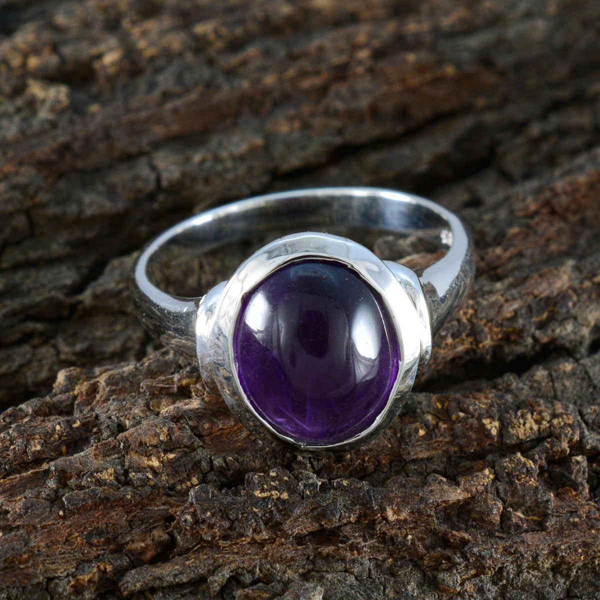 Amethyst Solitaire Egyptian 92.5 Silver Purple Gems Slim Heritage Ring Jewelry