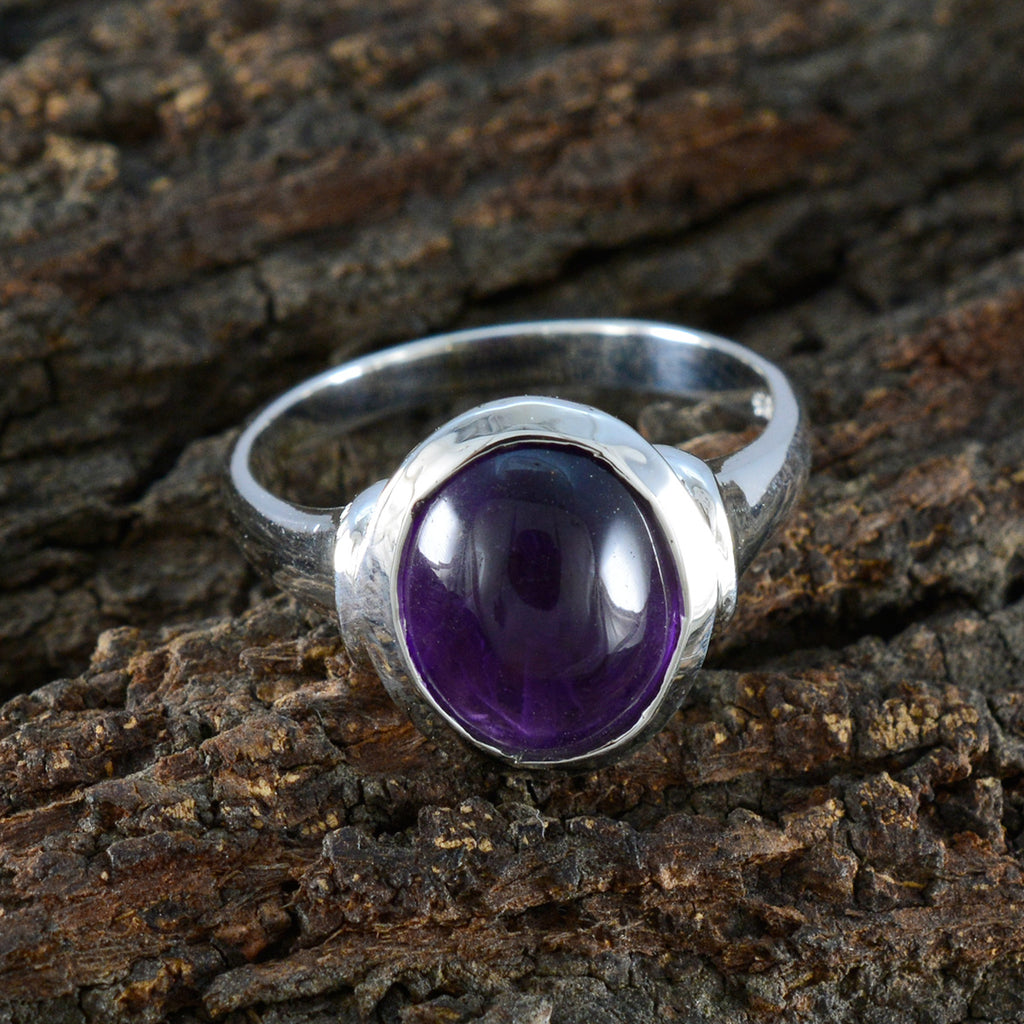 Amethyst Solitaire Egyptian 92.5 Silver Purple Gems Slim Heritage Ring Jewelry