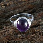 Amethyst Solitaire Egyptian 92.5 Silver Purple Gems Slim Heritage Ring Jewelry