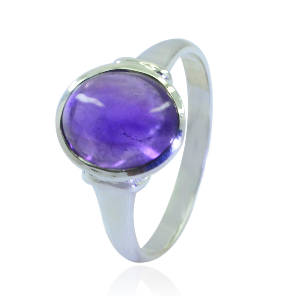 Amethyst Solitaire Egyptian 92.5 Silver Purple Gems Slim Heritage Ring Jewelry