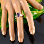 Amethyst Solitaire African 925 Silver Purple Gemstone Classic Graceful Ring Jewelry