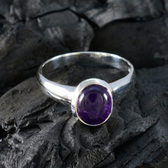 Amethyst Solitaire African 925 Silver Purple Gemstone Classic Graceful Ring Jewelry