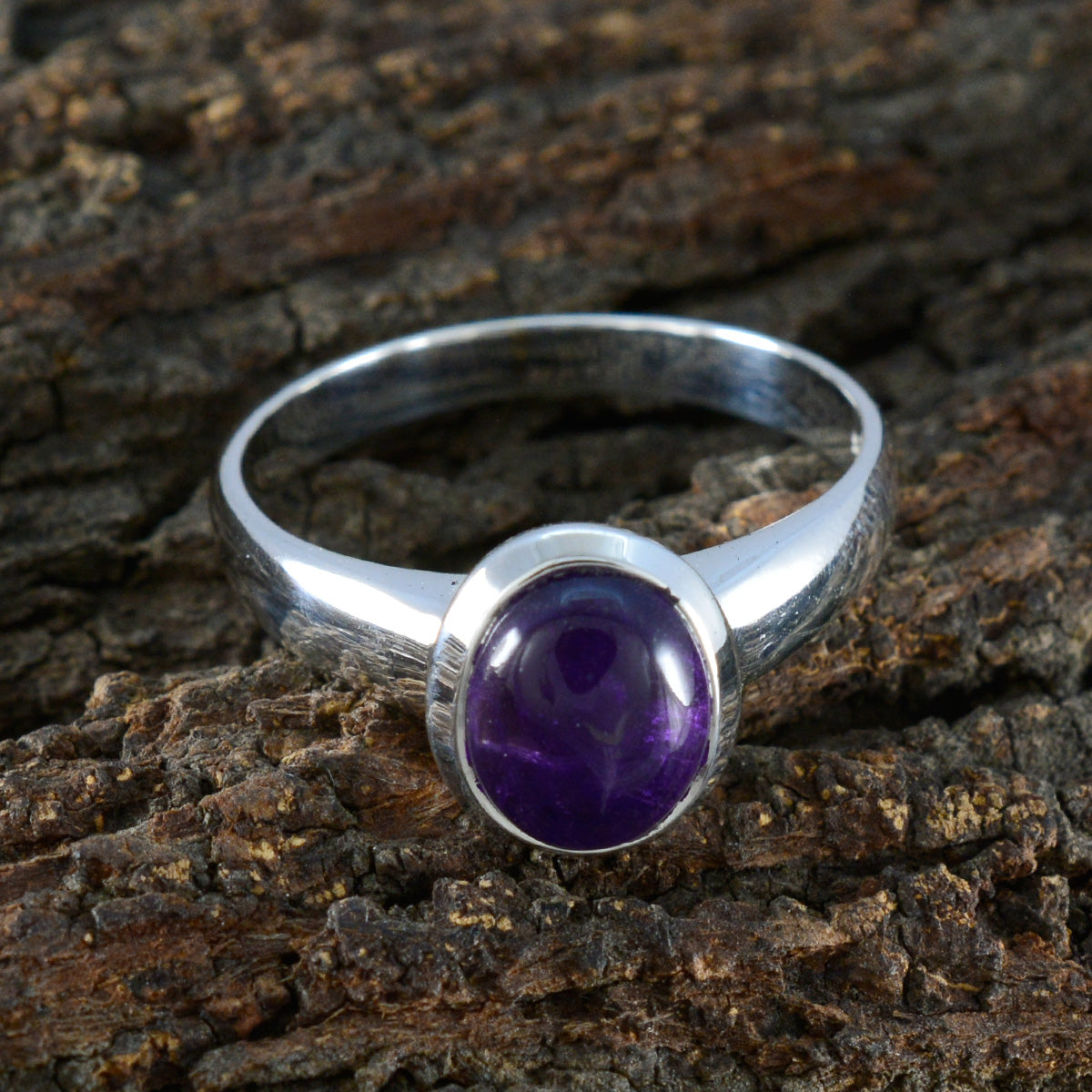 Amethyst Solitaire African 925 Silver Purple Gemstone Classic Graceful Ring Jewelry