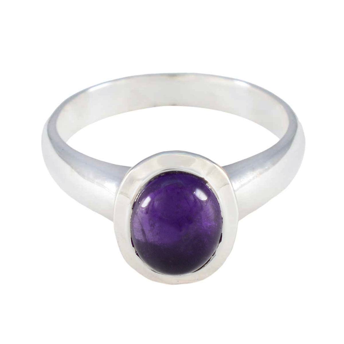 Amethyst Solitaire African 925 Silver Purple Gemstone Classic Graceful Ring Jewelry Hoofdafbeelding