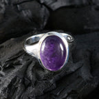 Amethyst Solitaire Egyptian Sterling Silver Purple Gemstone Minimal Abstract Ring Jewelry