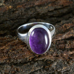 Amethyst Solitaire Egyptian Sterling Silver Purple Gemstone Minimal Abstract Ring Jewelry