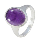 Amethyst Solitaire Egyptian Sterling Silver Purple Gemstone Minimal Abstract Ring Jewelry