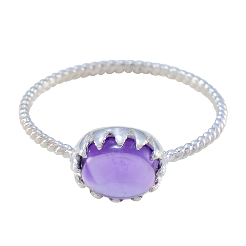 Amethyst Solitaire Korean 925 Sterling Silver Purple Gemstones Elegant  Twist Ring Jewellery