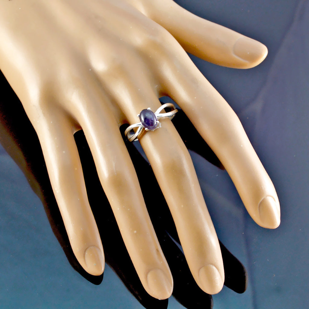 Amethyst Solitaire American Silver Purple Gemstone Delicate Feminine Ring Jewelry