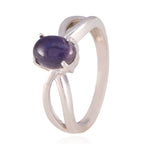 Amethyst Solitaire American Silver Purple Gemstone Delicate Feminine Ring Jewelry