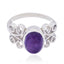 Amethyst Solitaire African Silver Purple Gemstone Slim Ethnic Ring Jewellery