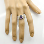 Amethyst Solitaire African Silver Purple Gemstone Slim Ethnic Ring Jewellery