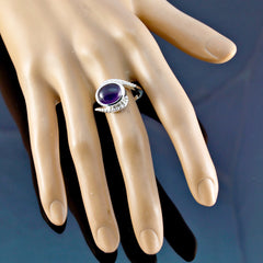 Amethyst Solitaire Russian 925 Silver Purple Gems Minimal Modern Ring Jewelry