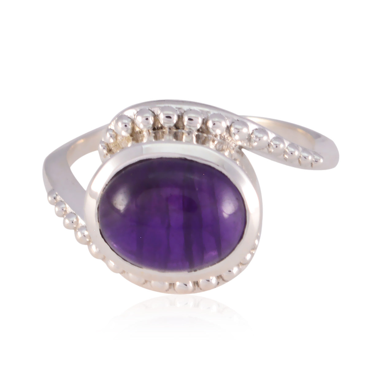 Amethyst Solitaire Russian 925 Silver Purple Gems Minimal Modern Ring Jewelry