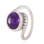 Amethyst Solitaire Russian 925 Silver Purple Gems Minimal Modern Ring Jewelry