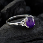Amethyst Solitaire Japanese Sterling Silver Purple Gemstone Whisper thin Contemporary Ring Jewelry