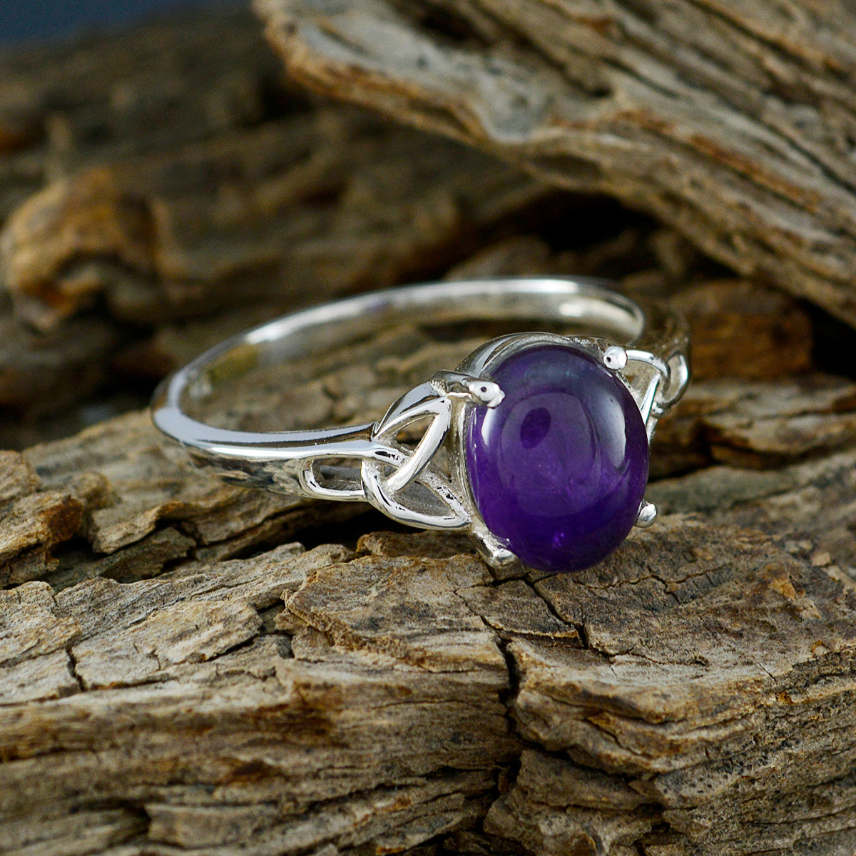 Amethyst Solitaire Japanese Sterling Silver Purple Gemstone Whisper thin Contemporary Ring Jewelry