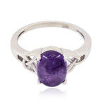 Amethyst Solitaire Japanese Sterling Silver Purple Gemstone Whisper thin Contemporary Ring Jewelry