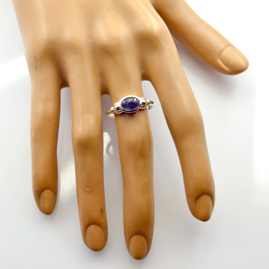 Amethyst Solitaire Korean 925 Sterling Silver Purple Gemstone Whisper thin Modern Ring Jewellery