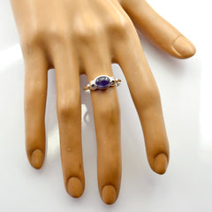 Amethyst Solitär Koreanisch 925 Sterling Silber Lila Edelstein Flüstern dünn Modern Ring Schmuck