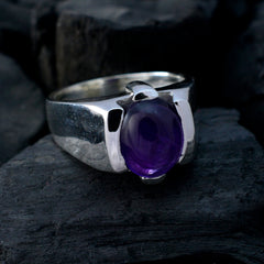 Amethyst Solitaire German 92.5 Silver Purple Gemstone Statement Artisan Ring Jewelry