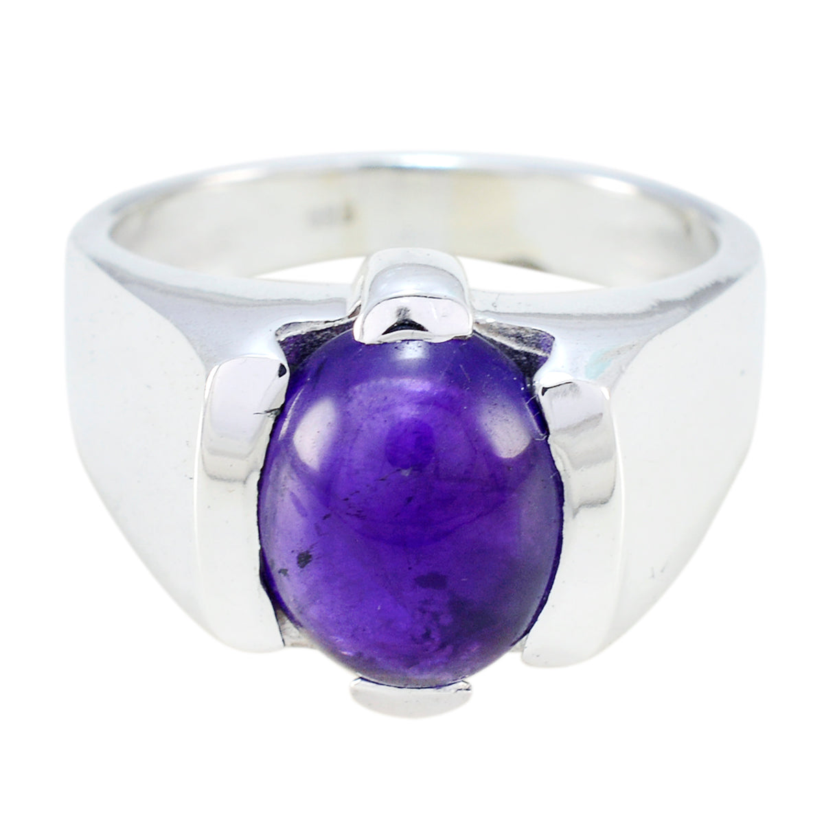 Amethyst Solitaire German 92.5 Silver Purple Gemstone Statement Artisan Ring Jewelry Image principale du produit