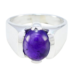 Amethyst Solitaire German 92.5 Silver Purple Gemstone Statement Artisan Ring Jewelry