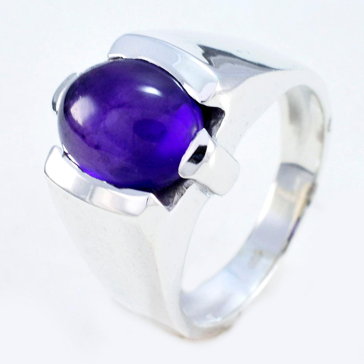 Bague artisanale en argent 92,5 avec solitaire améthyste et pierre précieuse violette Image secondaire du produit