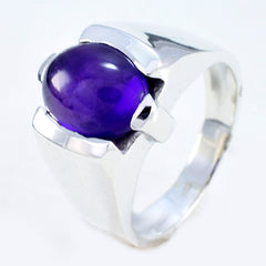 Amethyst Solitaire German 92.5 Silver Purple Gemstone Statement Artisan Ring Jewelry