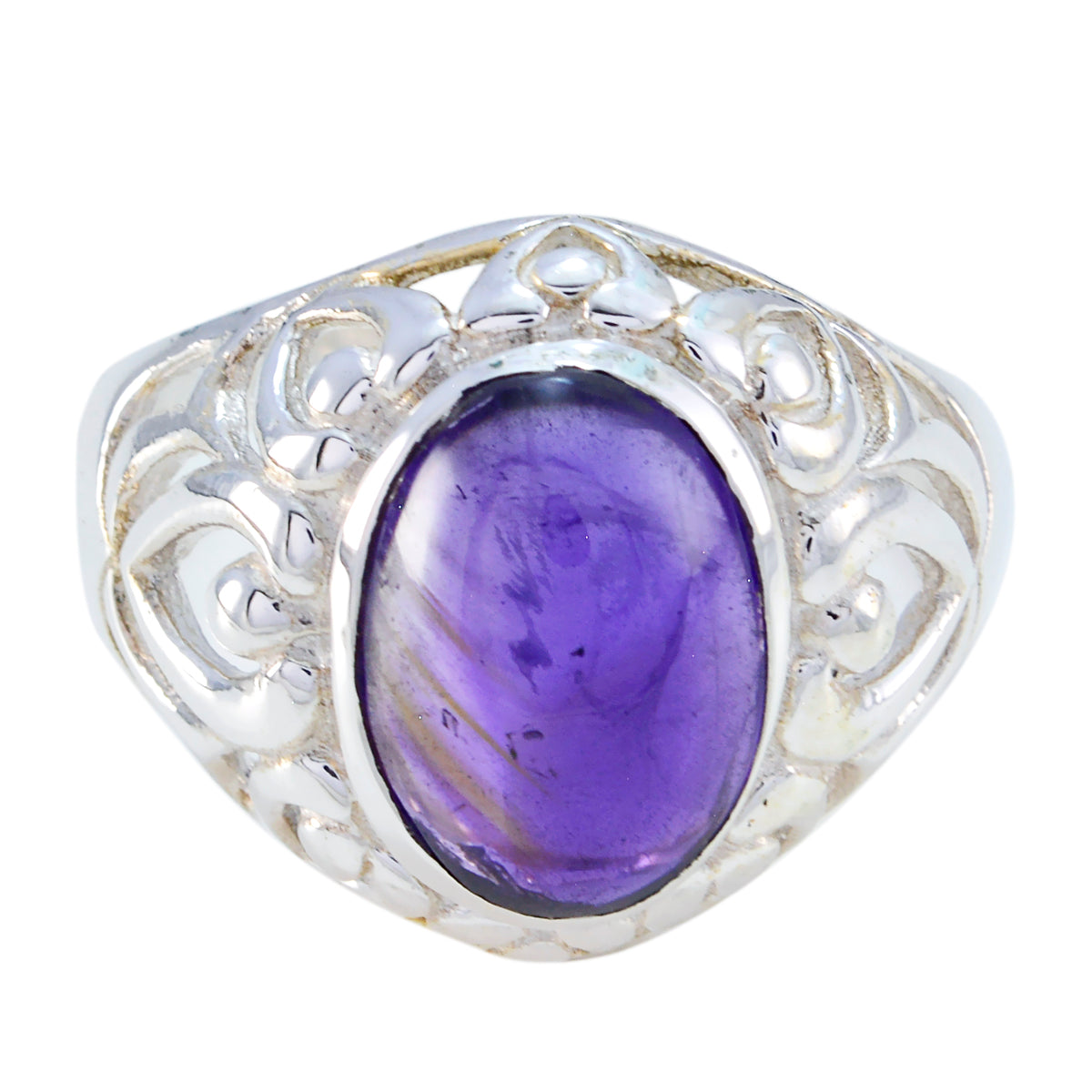 Amethyst Solitär Italienischer 925 Sterling Silber Lila Edelstein Mittelschwerer Filigraner Ring Schmuck Hauptbild