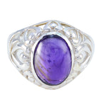 Amethyst Solitaire Italian 925 Sterling Silver Purple Gemstone Mid weight Filigree Ring Jewellery