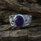 Amethyst Solitaire Middle Eastern Silver Purple Gemstones Mid weight Filigree Ring Jewelry
