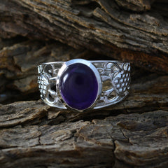 Amethyst Solitaire Middle Eastern Silver Purple Gemstones Mid weight Filigree Ring Jewelry