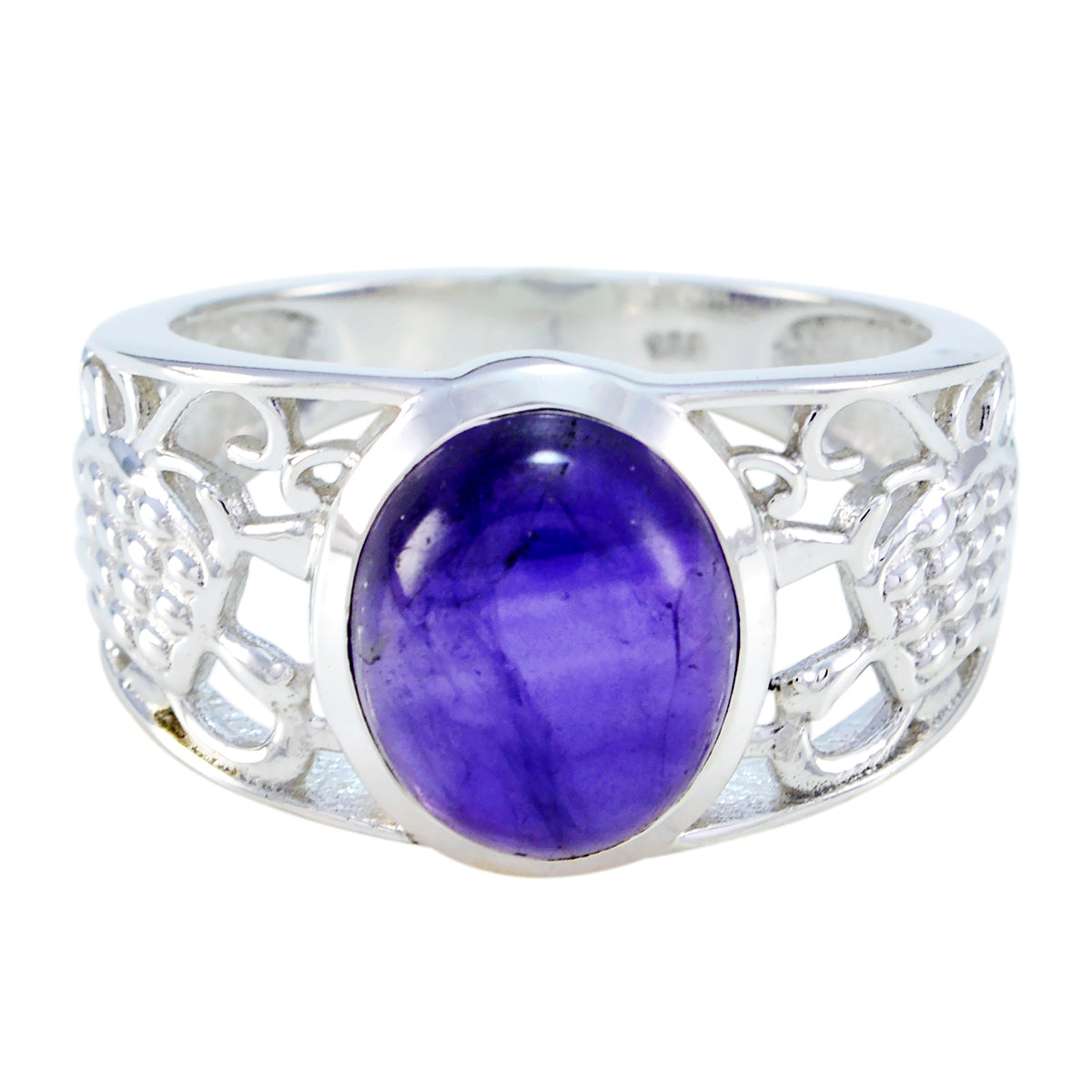 Amethyst Solitaire Middle Eastern Silver Purple Gemstones Mid weight Filigree Ring Jewelry