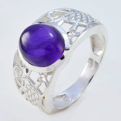 Amethyst Solitaire Middle Eastern Silver Purple Gemstones Mid weight Filigree Ring Jewelry