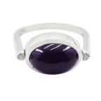 Amethyst Solitaire German Silver Purple Gemstone Tiny Modern Ring Jewellery