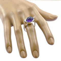 Amethyst Solitaire German Silver Purple Gemstone Tiny Modern Ring Jewellery