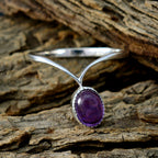 Amethyst Solitaire American 92.5 Silver Purple Gems Delicate Luxurious Ring Jewelry